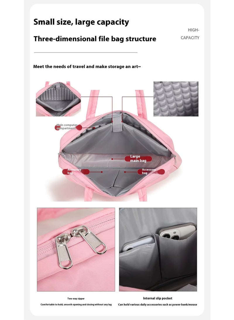 حقيبة كتف للكمبيوتر المحمول وأجهزة ماك بوك (15.6) بوصة بسعة كبيرة، مثالية للسفر والعمل كما أنها مقاومة للماء والسقوط، حقيبة يد بسيطة من قماش أكسفورد للرجال والنساء 43*33*6.5 سم - Image 3